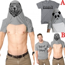 Fashion Printed Short Sleeve Round Neck Men's T-shirt
