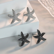 Fashion Rhinestone Starfish Shaped Stud Earrings
