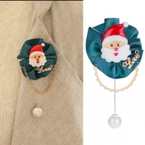 Cute Style Imitation Pearl Pendant Santa Claus Shaped Brooch 
