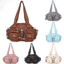 Fashion Solid Color Multi-pockets Shoulder Messenger Bag