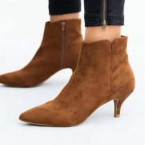 Sexy Pointed Toe High-heeled Side-zipper Ankle Boots Booties 