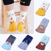 Cute Cartoon Contrast Color Toe Socks