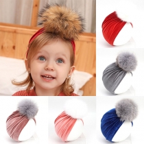 Fashion Hairball Spliced Turban for Kids