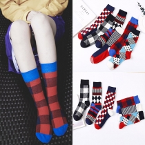 Fashion Contrast Color Printed Socks 2 Pairs/Set