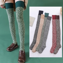 Fashion Mixed Color Over-the-knee Knit Stockings