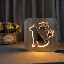 Creative Style Cute Dog Shaped Wooded Night Lamp