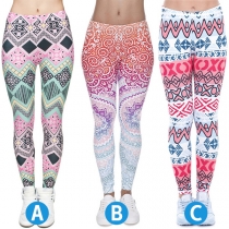 Chic Style Colorful Printed High Waist Stretch Leggings