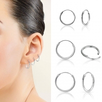 3 Pairs 925 Sterling Silver Cartilage Hoop Sleep Earrings Set-12/14/16mm
