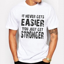 It Never Gets Easer You Just Get Stronger-Men's Black Printed Shirt