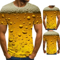 Casual Style 3D Air Bubbles Printed Short Sleeve Round Neck Man's T-shirt