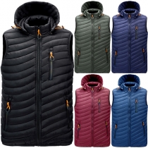 Fashion Solid Color Long Sleeve Detachable Hooded Man's Vest