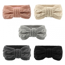 Sweet Style Solid Color Bow-knot Knit Head Band