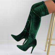 Fashion Solid Color  Knee-High Stiletto Boots