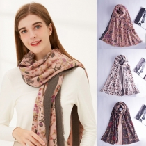 Fresh Style Floral Printed Scarf for Women