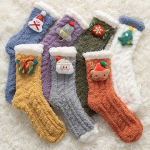 Cute Contrast Color Cartoon Plush Socks for Christmas