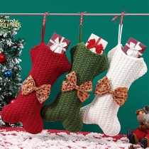 Fashion Solid Color Bowknot Knitted Christmas Socks--Wall Hanging Christmas Stockings- 3 Piece/Set
