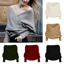 Elegant Solid Color Knitted Pullover Scarf