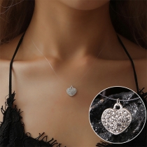 Vintage Rhinestone Heart Pendant Necklace