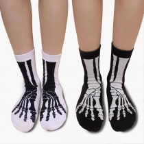 2 pairs/set Funny  Black and White Skeleton Socks