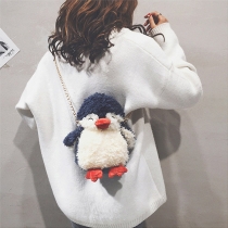 Funny Furry Cartoon Penguin Shoulder Messenger Bag