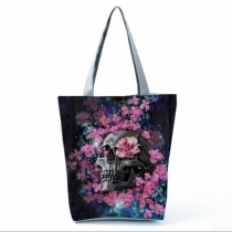 Floral Skull Tote Shoulder Bag