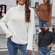 Casual Solid Color Turtle Neck Long Sleeve Sweater