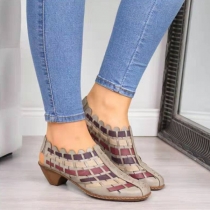 Pointed Toe Woven Slip On Boots Sandal