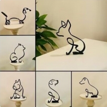Simple Metal Dog and Cat Ornaments