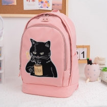 Cat Drinking Coffee Large Capacity School Backpack