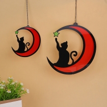 Colorful Acrylic Moon Cat Back Pendant: Cat Gift Decoration Pendant