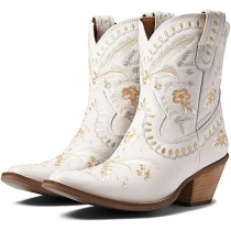 Thick High Heel Embroidered Sleeve Short Leather Boots