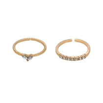 Fashion Bling-bling Heart Shape Rhinestone Two-piece Ring Set