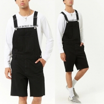Retro Denim Ripped Shorts Dungarees