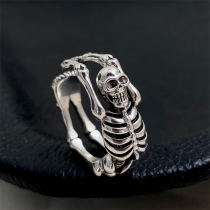 Vintage Skull Skeleton Open Ring Punk Dark Ring