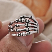 Punk Style Skull Hand Shape Unisex Alloy Open Ring