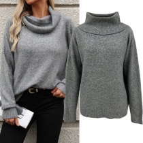 Fashion Solid Color Off-the-shoulder Long Sleeve Sweater