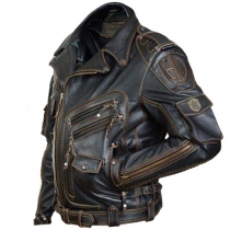 Multi-Zipper Lapel Style Leather Jacket