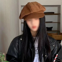 Vintage Corduroy Newsboy Cap: Short Brim Painter-Style Hat