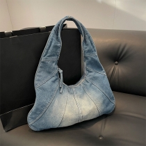 Contrast Stitching Color-Changing Denim Shoulder Bag