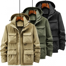 Convertible Outdoor Jacket: Removable Hood and Sleeves, Multi-Pocket Design