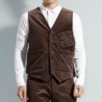 Corduroy Vest Waistcoat Workwear Jacket Top