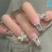 Fashion Press-On Nails with Bling-bling Butterfly Pattern