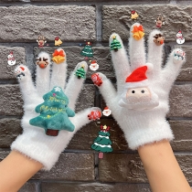 Warm Christmas Touchscreen Gloves for Women – Winter Plush Mittens