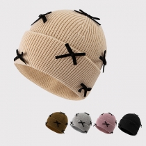 Cute Contrast Color Bowknot Knitted Beanie
