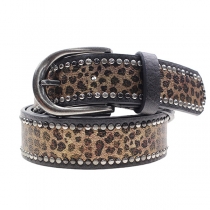 Studded Leopard Print Belt