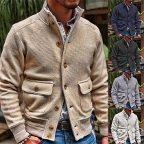 Men's Solid Stand Collar Jacket