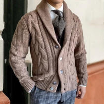 Cable Knit Lapel Cardigan