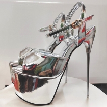19cm High Silver Steel Heels Shoes