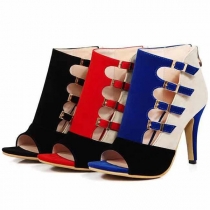 Cut-Out Color Block Stiletto Sandals