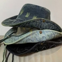 Fashion Tie-Dye Denim Bucket Hat for Sun Protection